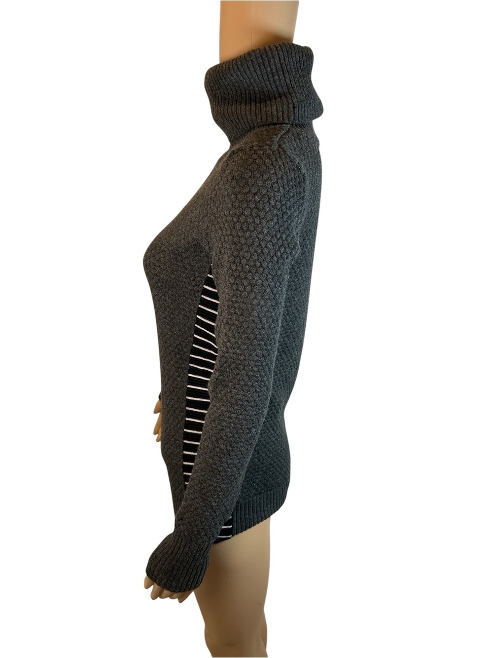 Athleta Merino Wool Marina Charcoal Gray Ribbed Turtleneck Sweater size S - Picture 3 of 4
